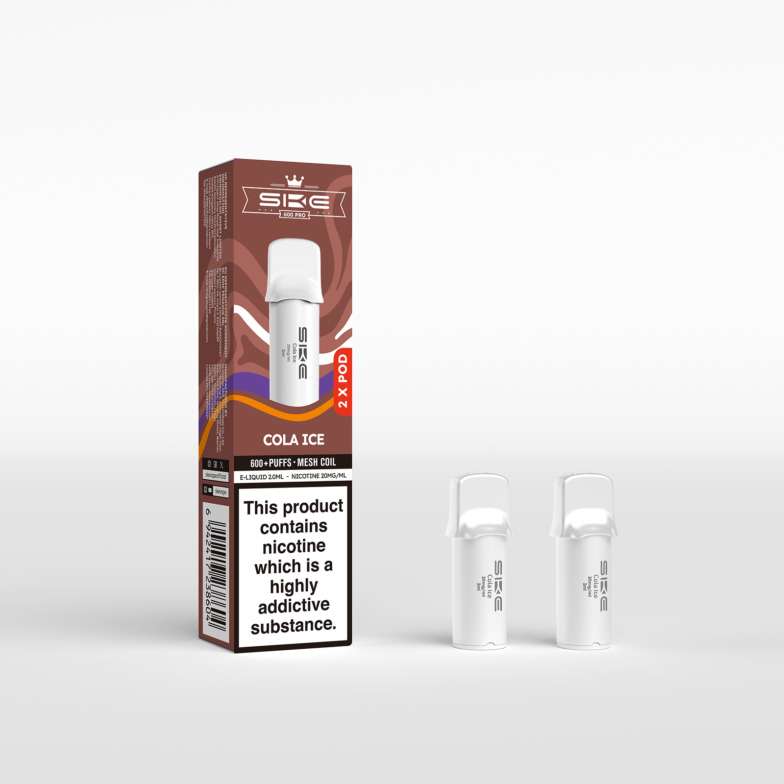 SKE 600 Refill Pod 2 Pack - Cola Ice - PJW Vapes | UK Leading Vape Wholesaler