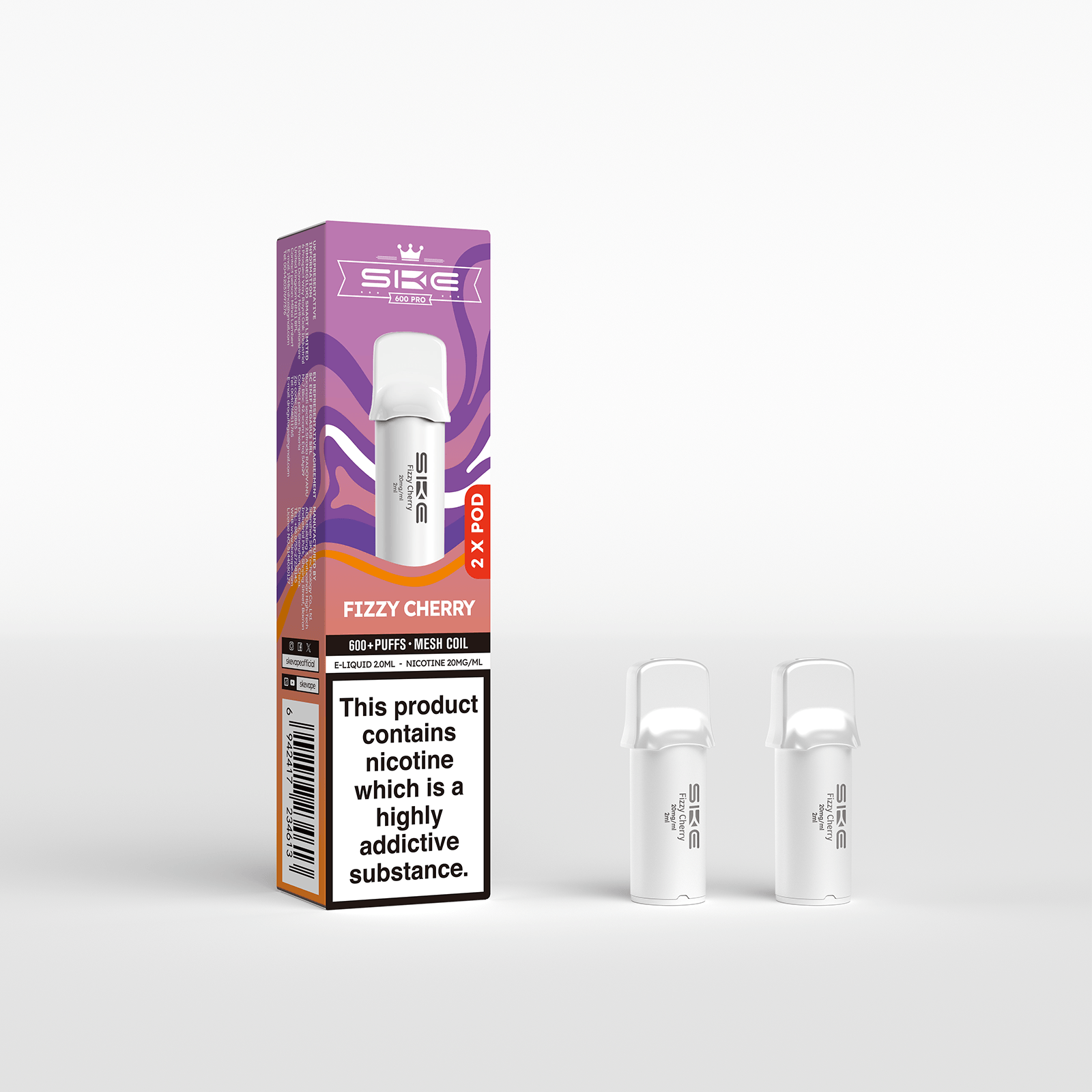 SKE 600 Refill Pod 2 Pack - Fizzy Cherry - PJW Vapes | UK Leading Vape Wholesaler