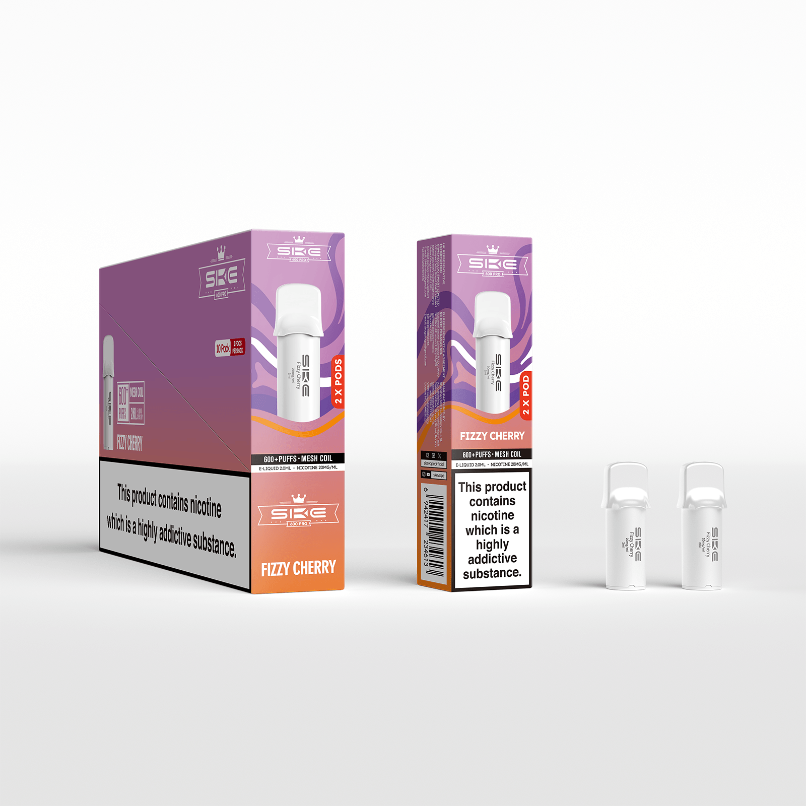 SKE 600 Refill Pod 2 Pack - Fizzy Cherry - PJW Vapes | UK Leading Vape Wholesaler