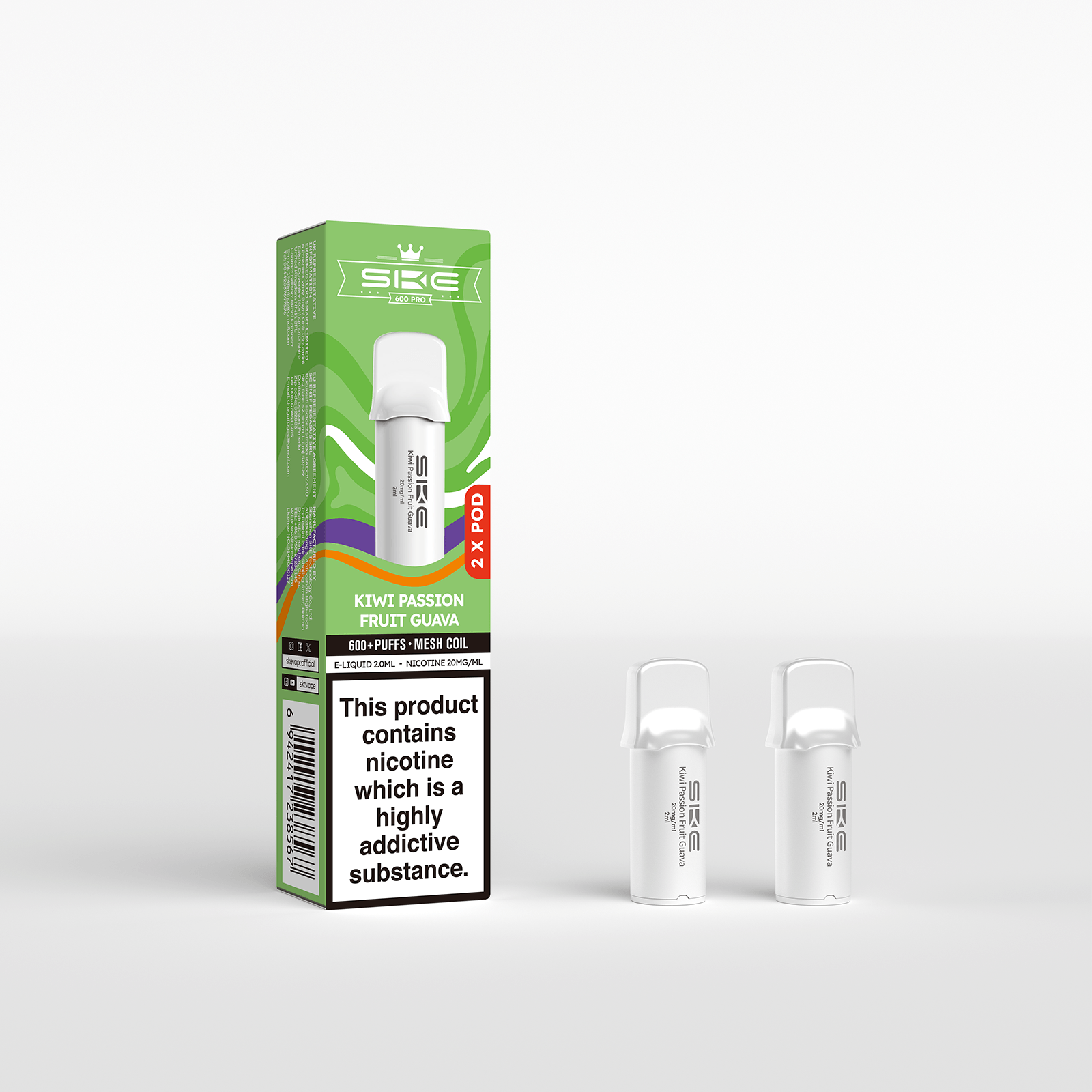 SKE 600 Refill Pod 2 Pack - Kiwi Passionfruit Guava - PJW Vapes | UK Leading Vape Wholesaler