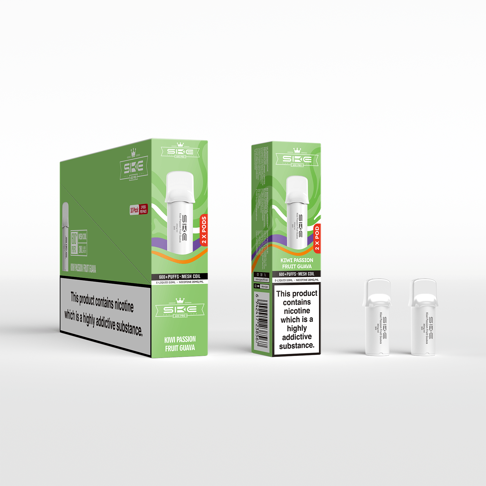 SKE 600 Refill Pod 2 Pack - Kiwi Passionfruit Guava - PJW Vapes | UK Leading Vape Wholesaler