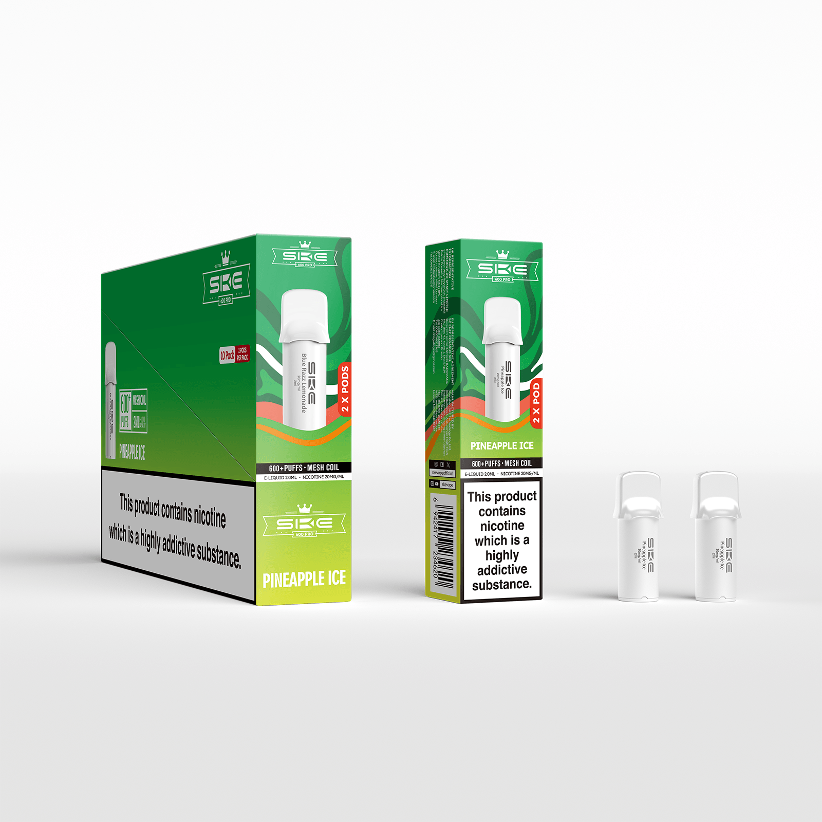 SKE 600 Refill Pod 2 Pack - Pineapple Ice - PJW Vapes | UK Leading Vape Wholesaler
