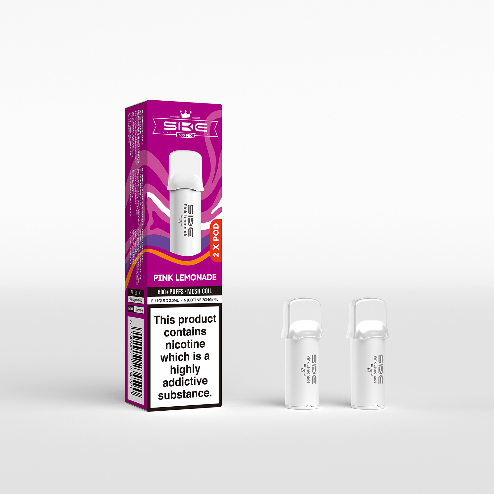 SKE 600 Refill Pod 2 Pack - Pink Lemonade - PJW Vapes | UK Leading Vape Wholesaler