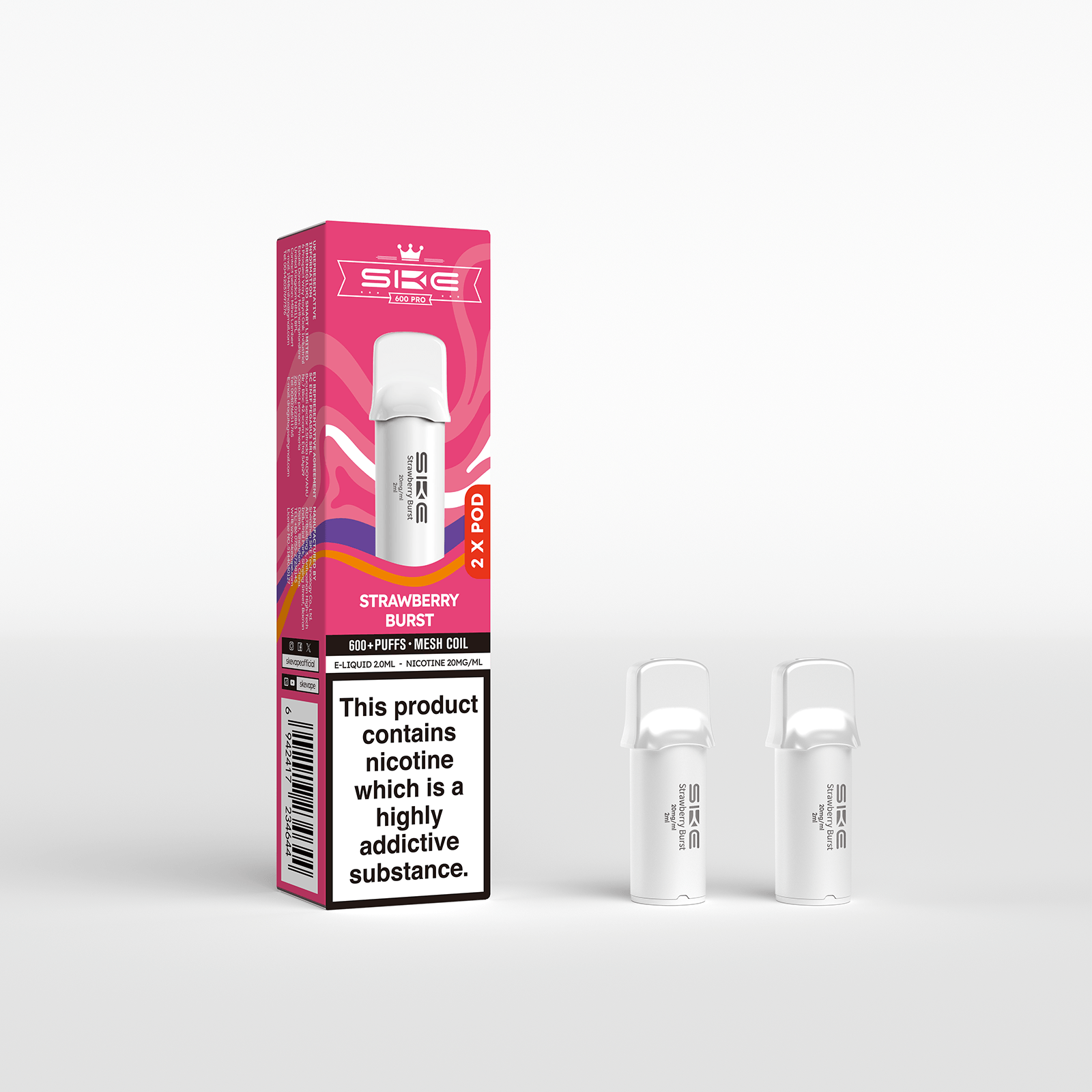 SKE 600 Refill Pod 2 Pack - Strawberry Burst - PJW Vapes | UK Leading Vape Wholesaler