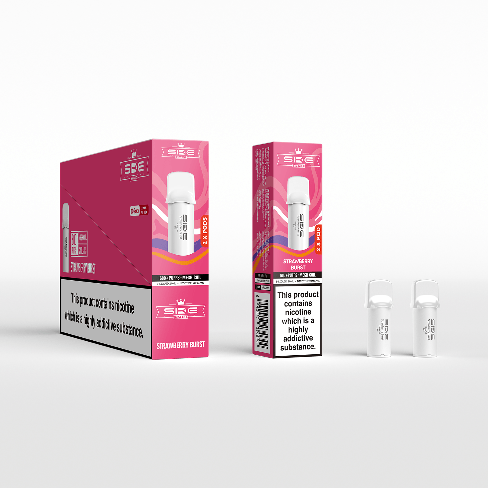 SKE 600 Refill Pod 2 Pack - Strawberry Burst - PJW Vapes | UK Leading Vape Wholesaler