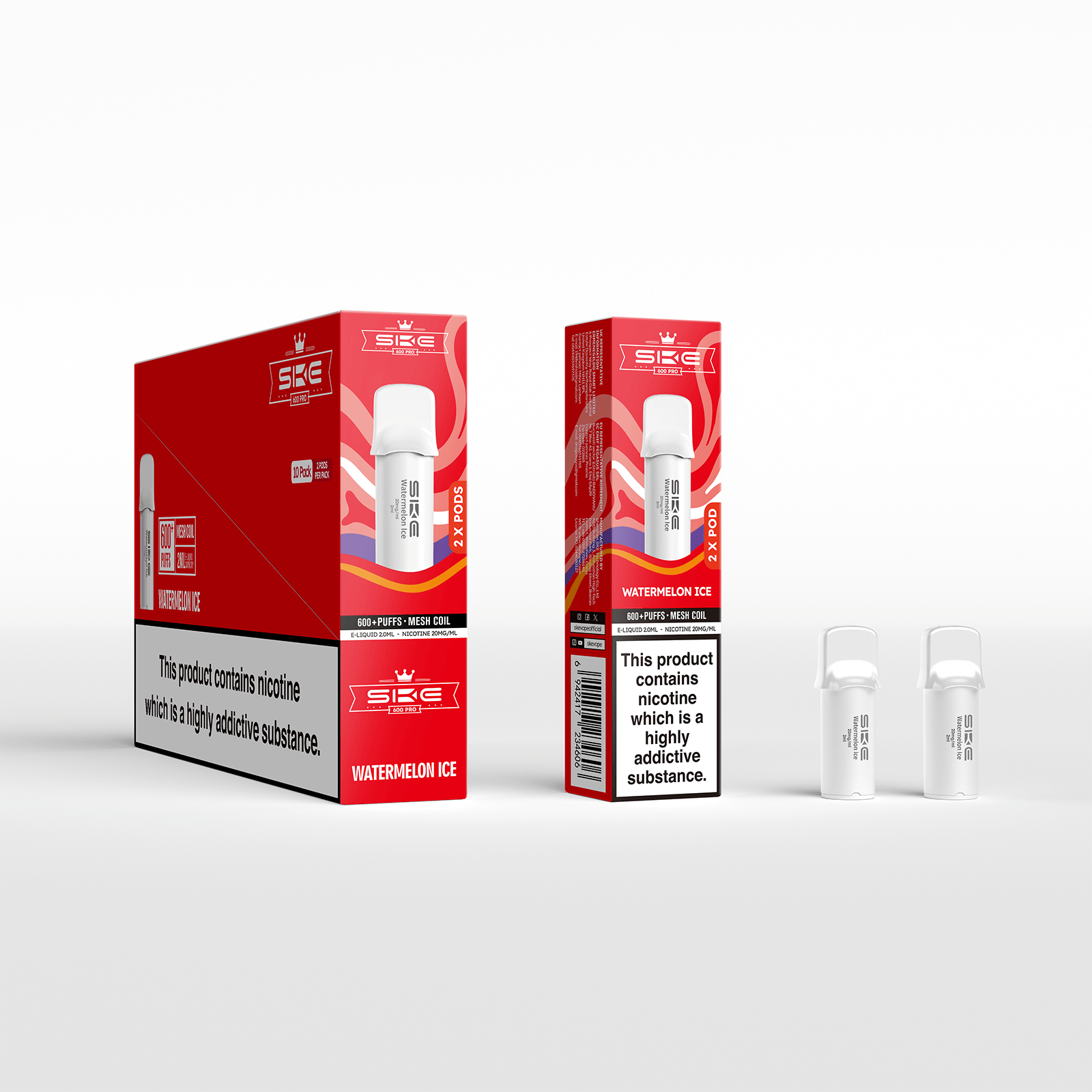 SKE 600 Refill Pod 2 Pack - Watermelon Ice - PJW Vapes | UK Leading Vape Wholesaler