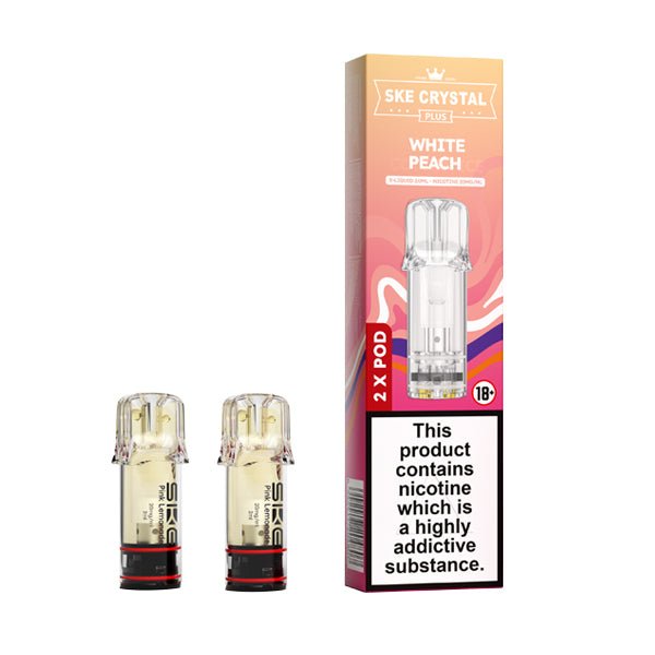 SKE Crystal Plus Prefilled Pods - White Peach - PJW Vapes | UK Leading Vape Wholesaler