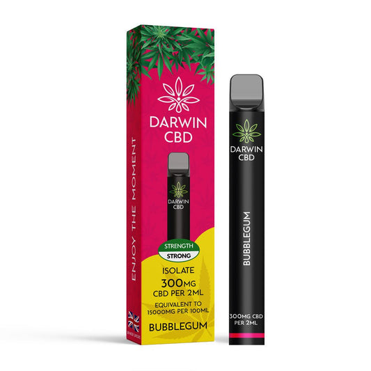 Darwin Isolate CBD 300MG Disposable - Bubblegum - PJW Vapes | Glasgow Vape Wholesaler