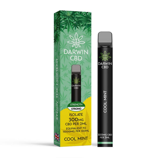 Darwin Isolate CBD 300MG Disposable - Cool Mint - PJW Vapes | Glasgow Vape Wholesaler