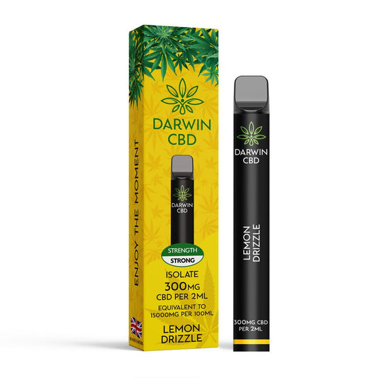 Darwin Isolate CBD 300MG Disposable - Lemon Drizzle - PJW Vapes | Glasgow Vape Wholesaler
