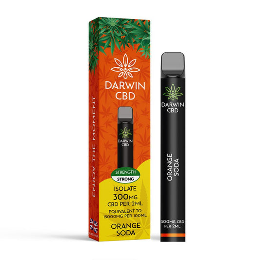 Darwin Isolate CBD 300MG Disposable - Orange Soda - PJW Vapes | Glasgow Vape Wholesaler