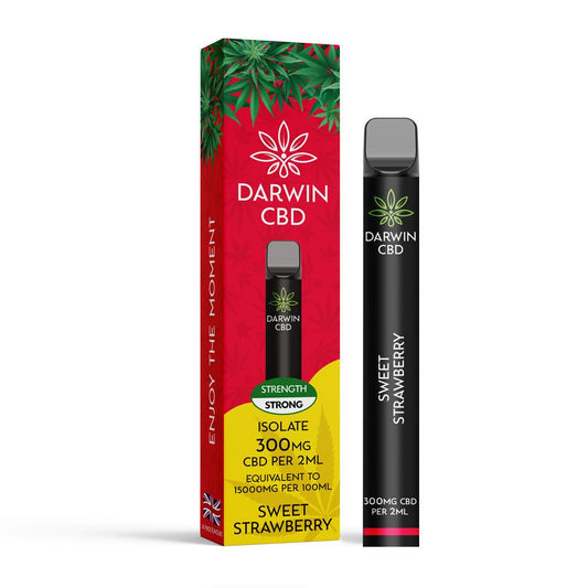 Darwin Isolate CBD 300MG Disposable - Sweet Strawberry - PJW Vapes | Glasgow Vape Wholesaler