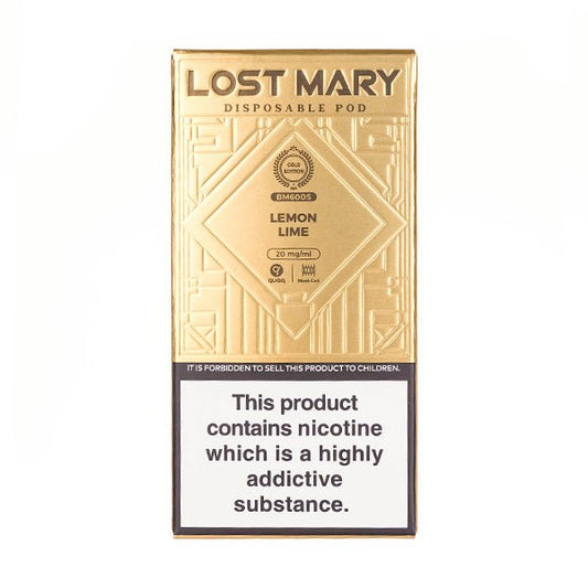 Lost Mary Gold Edition BM600 - Lemon & Lime - PJW Vapes | Glasgow Vape Wholesaler