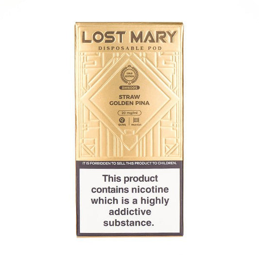Lost Mary Gold Edition BM600 - Straw Golden Pina - PJW Vapes | Glasgow Vape Wholesaler