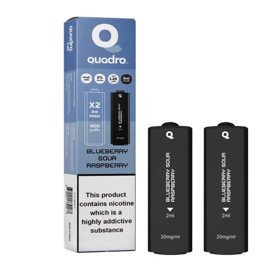 Quadro 2.4K 4in1 Pod - Blueberry Sour Raspberry - PJW Vapes | Glasgow Vape Wholesaler