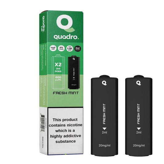 Quadro 2.4K 4in1 Pod - Fresh Mint - PJW Vapes | Glasgow Vape Wholesaler