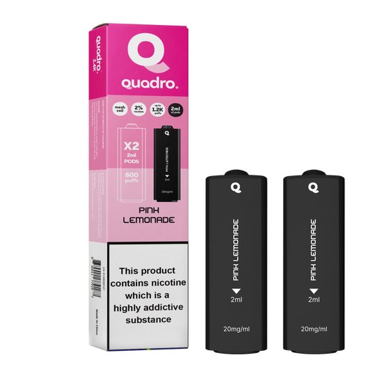 Quadro 2.4K 4in1 Pod - Pink Lemonade - PJW Vapes | Glasgow Vape Wholesaler