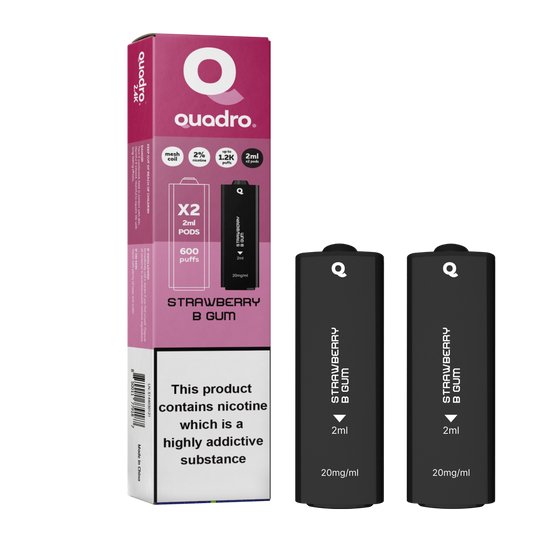 Quadro 2.4K 4in1 Pod - Strawberry B Gum - PJW Vapes | Glasgow Vape Wholesaler